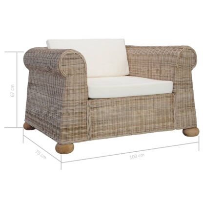 Sessel mit Kissen Natur Rattan - Image 8