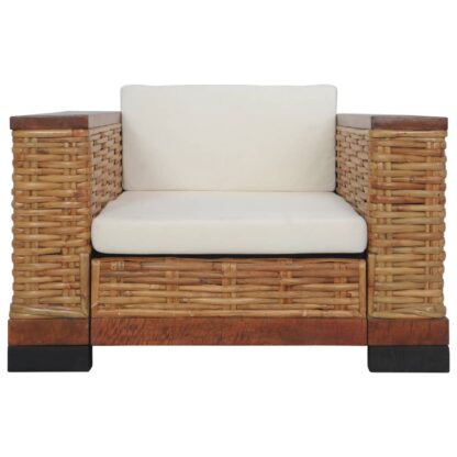 Sessel mit Auflagen Braun Natur Rattan - Image 2