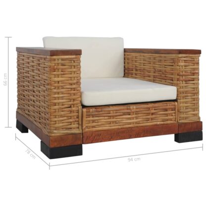 Sessel mit Auflagen Braun Natur Rattan - Image 9