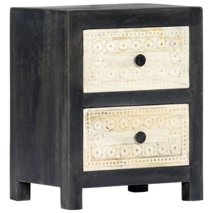 Nachttisch Handgeschnitzt Grau 40x30x50 cm Massivholz Mango - Image 11
