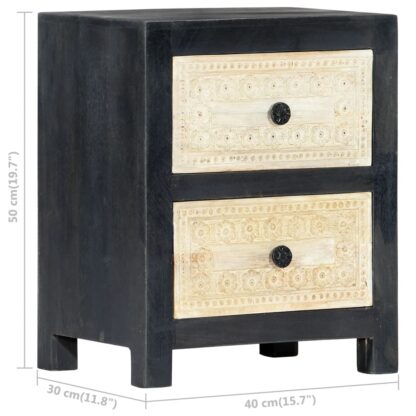 Nachttisch Handgeschnitzt Grau 40x30x50 cm Massivholz Mango - Image 8
