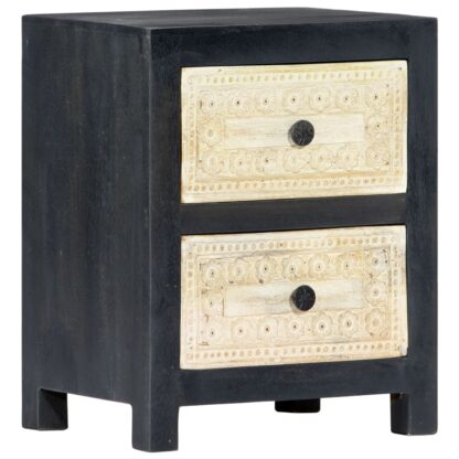 Nachttisch Handgeschnitzt Grau 40x30x50 cm Massivholz Mango - Image 10