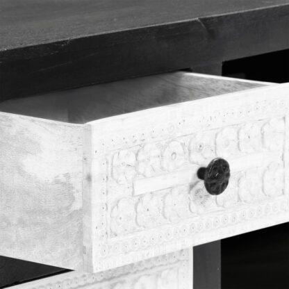 TV-Schrank Handgeschnitzt Grau Weiß Massivholz Mango - Image 9