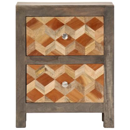Nachttisch Grau 40x30x50 cm Massivholz Mango - Image 4