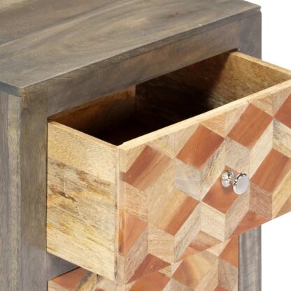 Nachttisch Grau 40x30x50 cm Massivholz Mango - Image 7