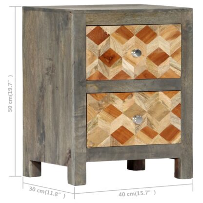 Nachttisch Grau 40x30x50 cm Massivholz Mango - Image 8