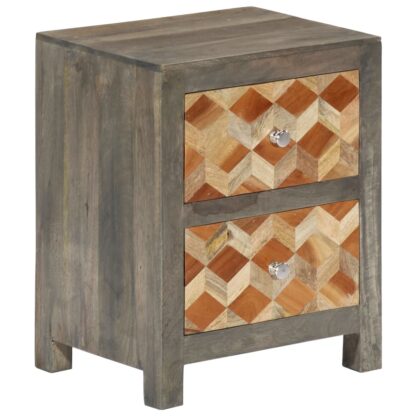 Nachttisch Grau 40x30x50 cm Massivholz Mango - Image 9