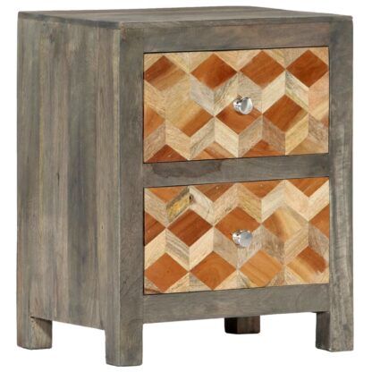 Nachttisch Grau 40x30x50 cm Massivholz Mango - Image 10