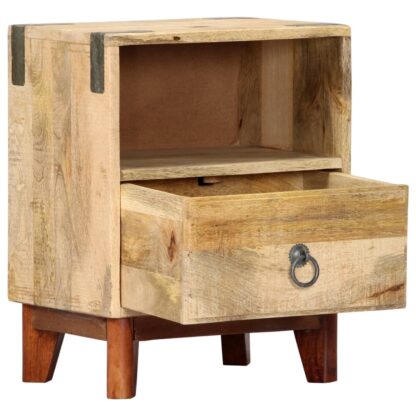 Nachttisch 40 x 30 x 52 cm Massives Raues Mangoholz - Image 4
