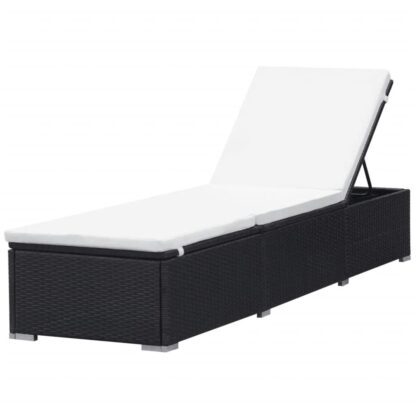 Sonnenliegen mit Auflage 2 Stk. Poly Rattan Schwarz - Image 3