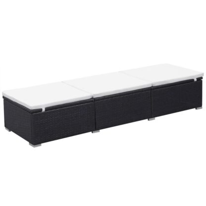 Sonnenliegen mit Auflage 2 Stk. Poly Rattan Schwarz - Image 5