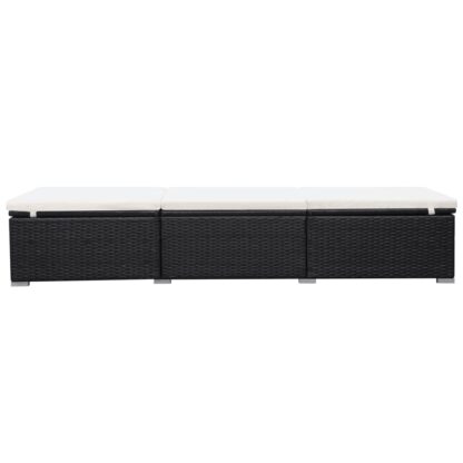 Sonnenliegen mit Auflage 2 Stk. Poly Rattan Schwarz - Image 6