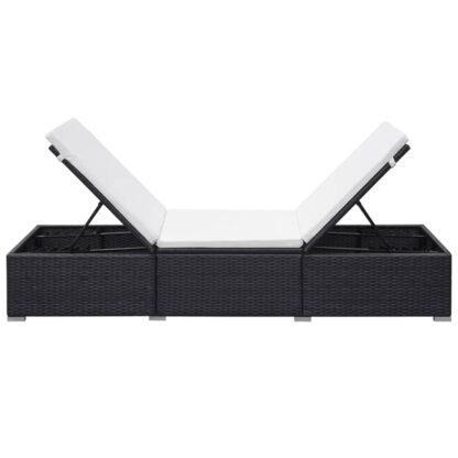 Sonnenliegen mit Auflage 2 Stk. Poly Rattan Schwarz - Image 7