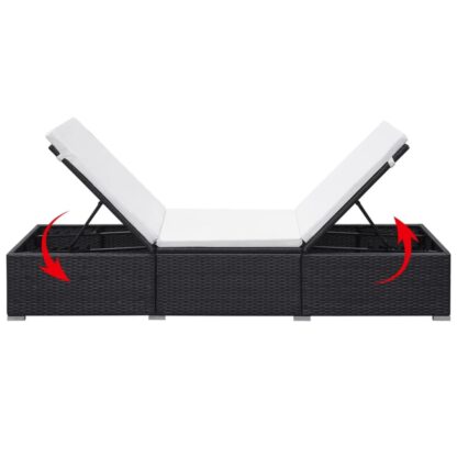 Sonnenliegen mit Auflage 2 Stk. Poly Rattan Schwarz - Image 8