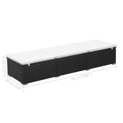 Sonnenliegen mit Auflage 2 Stk. Poly Rattan Schwarz - Image 10