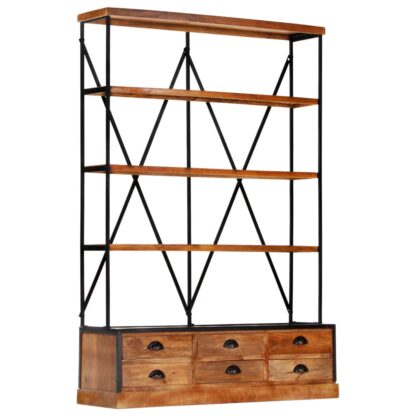 Bücherregal 4 Ebenen 6 Schubladen 122×36×181 cm Massivholz - Image 11