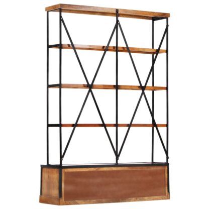 Bücherregal 4 Ebenen 6 Schubladen 122×36×181 cm Massivholz - Image 3