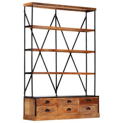 Bücherregal 4 Ebenen 6 Schubladen 122×36×181 cm Massivholz - Image 9