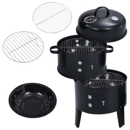 3-in-1 Holzkohlegrill Räucherofen 40×80 cm - Image 3