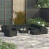 12-tlg. Garten-Lounge-Set mit Auflagen Poly Rattan Schwarz