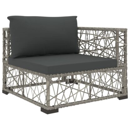 5-tlg. Garten-Lounge-Set mit Auflagen Poly Rattan Grau - Image 4