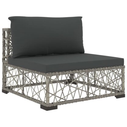 5-tlg. Garten-Lounge-Set mit Auflagen Poly Rattan Grau - Image 5