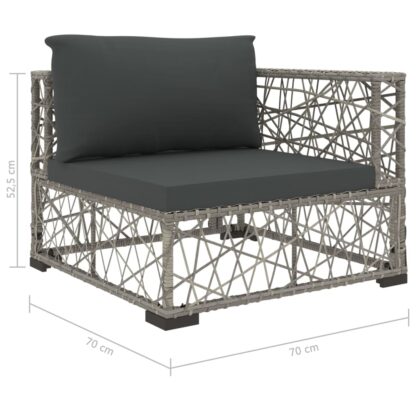 5-tlg. Garten-Lounge-Set mit Auflagen Poly Rattan Grau - Image 8
