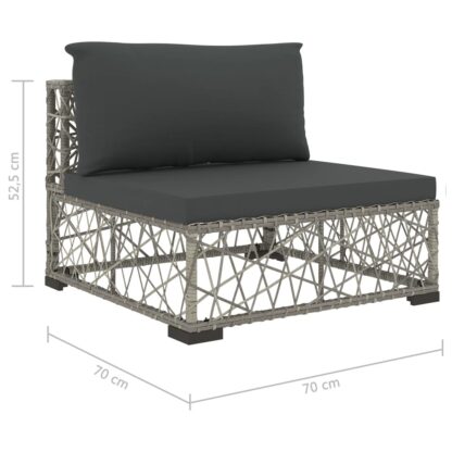 5-tlg. Garten-Lounge-Set mit Auflagen Poly Rattan Grau - Image 9
