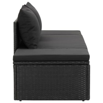 Sonnenliege mit Auflage Poly Rattan Schwarz - Image 5