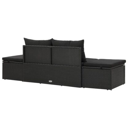 Sonnenliege mit Auflage Poly Rattan Schwarz - Image 6