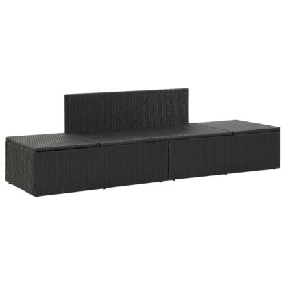 Sonnenliege mit Auflage Poly Rattan Schwarz - Image 7