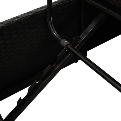 Sonnenliege mit Auflage Poly Rattan Schwarz - Image 10