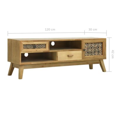 TV-Schrank mit Mustern Braun 120x30x42 cm Holz - Image 9