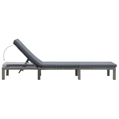 Sonnenliege mit Auflage Poly Rattan Anthrazit - Image 4
