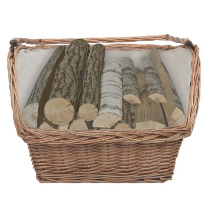 Holzkorb mit Tragegriff 61,5 × 46,5 × 58 cm Braun Weide - Image 2