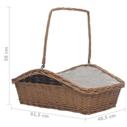 Holzkorb mit Tragegriff 61,5 × 46,5 × 58 cm Braun Weide - Image 8