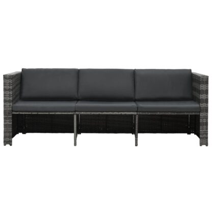 4-tlg. Garten-Lounge-Set mit Auflagen Poly Rattan Grau - Image 4