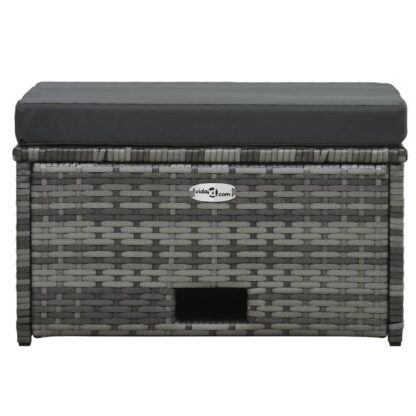 4-tlg. Garten-Lounge-Set mit Auflagen Poly Rattan Grau - Image 7