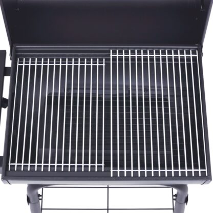Holzkohlegrill Smoker mit Unterer Ablage Schwarz - Image 6