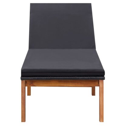 Sonnenliege mit Auflage Poly Rattan und Massivholz Akazie - Image 2