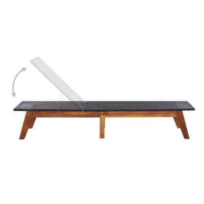 Sonnenliege mit Auflage Poly Rattan und Massivholz Akazie - Image 4