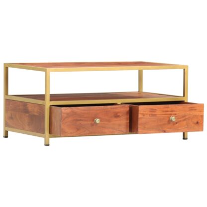 Couchtisch 90 x 50 x 40 cm Massivholz Akazie - Image 2