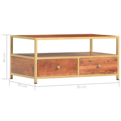Couchtisch 90 x 50 x 40 cm Massivholz Akazie - Image 6