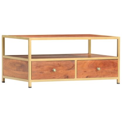 Couchtisch 90 x 50 x 40 cm Massivholz Akazie - Image 9