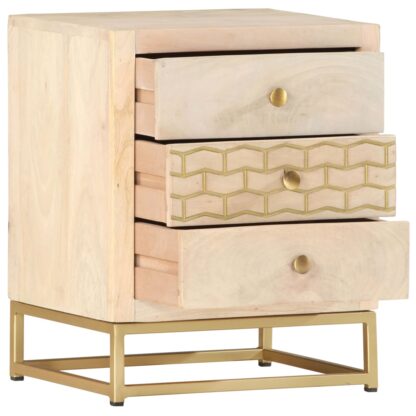 Nachttisch Golden 40x30x50 cm Massivholz Mango - Image 2