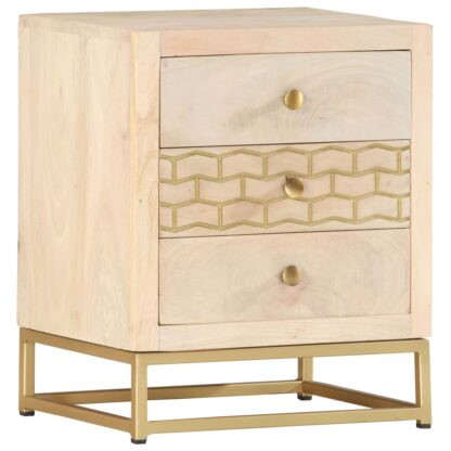 Nachttisch Golden 40x30x50 cm Massivholz Mango - Image 11