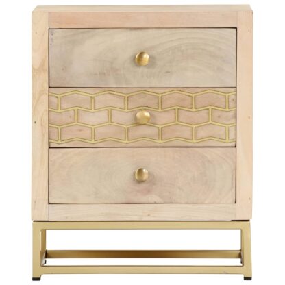 Nachttisch Golden 40x30x50 cm Massivholz Mango - Image 3