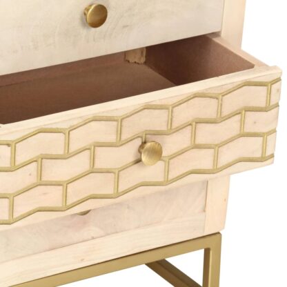 Nachttisch Golden 40x30x50 cm Massivholz Mango - Image 5