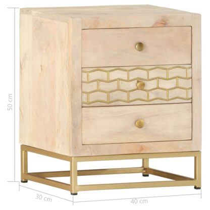 Nachttisch Golden 40x30x50 cm Massivholz Mango - Image 7