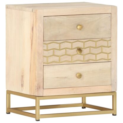 Nachttisch Golden 40x30x50 cm Massivholz Mango - Image 8